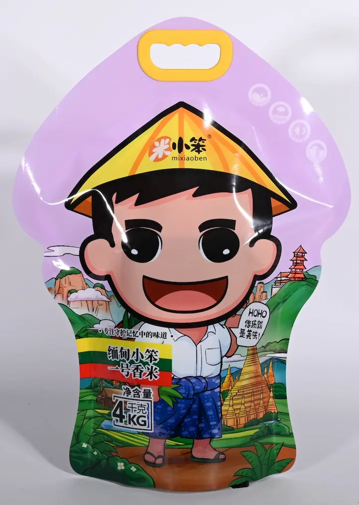 Heavy Duty Handled Packaging Food Grade 50lb 2kg Self Level 25kg Plastic rice bags