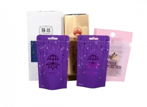 Eco Friendly Customized Print 100g Packaging Bag recyclable chip Stand Up Pouch Kraft Paper tea Coffee bag