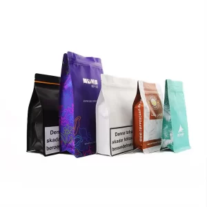 Custom Printed Flat Bottom Coffee Bag With Zipper