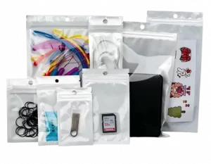 Direct factory three side sealed pouch for earphone and USB line packing bag