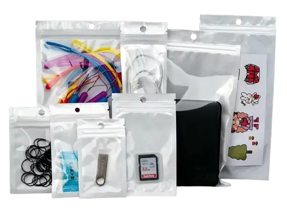 Direct factory three side sealed pouch for earphone and USB line packing bag